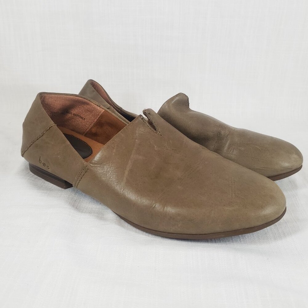 Boc Womens Suree Flats Slide Ons Green Leather Slit Top Sz 8.5 M